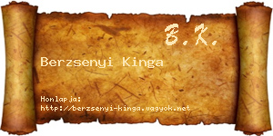 Berzsenyi Kinga névjegykártya